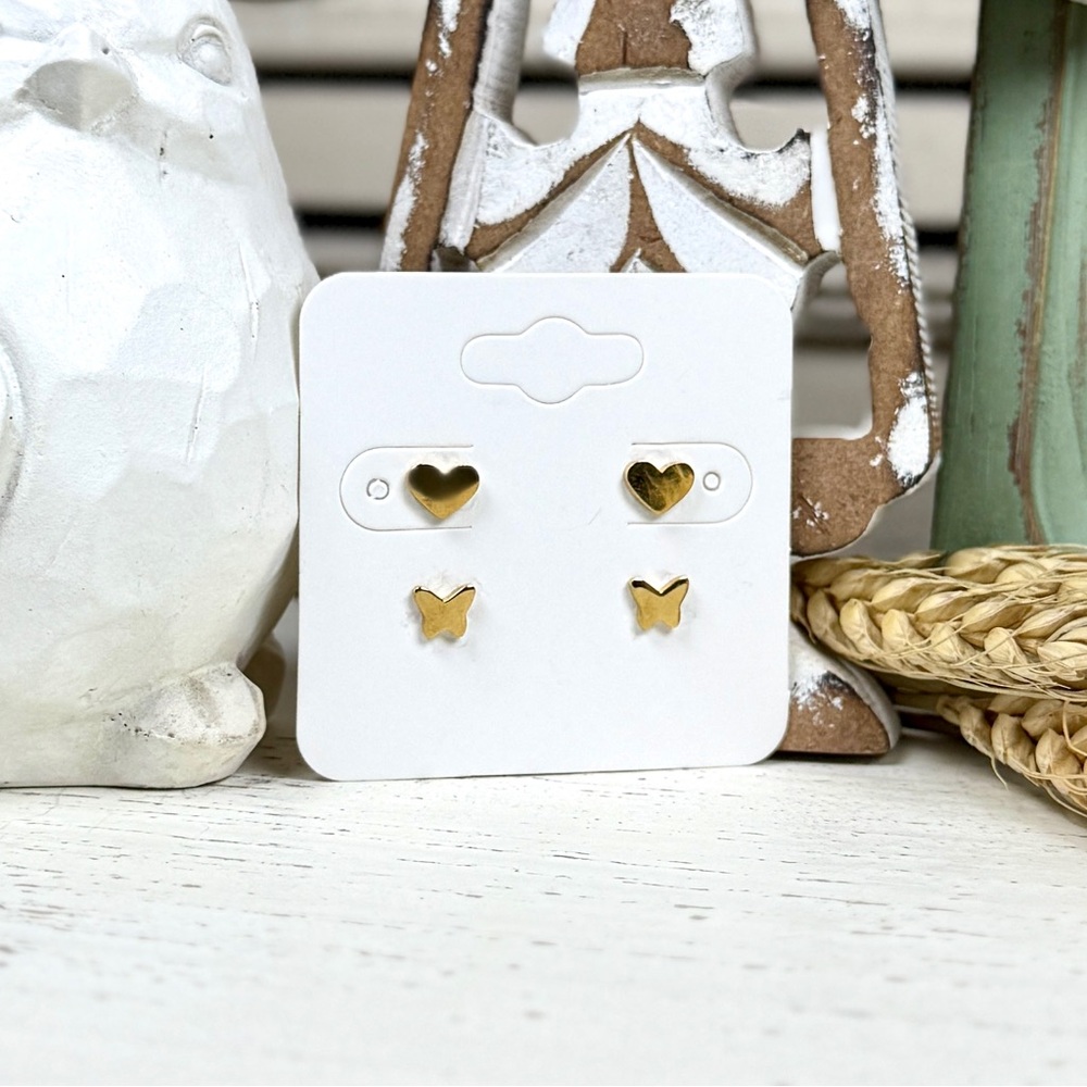 Pip Pop Butterfly Love Stud Earrings Set